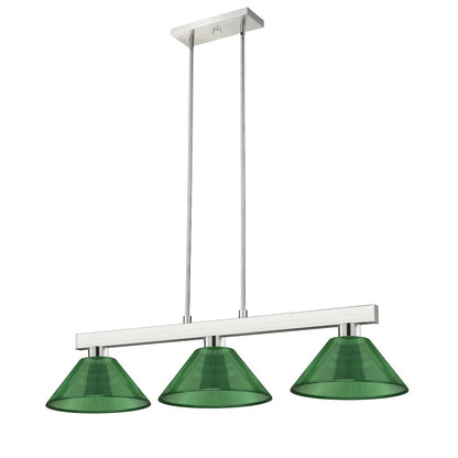 Z-Lite Cobalt 3 Light Billiard, Steel Frame, Green  Shade Color