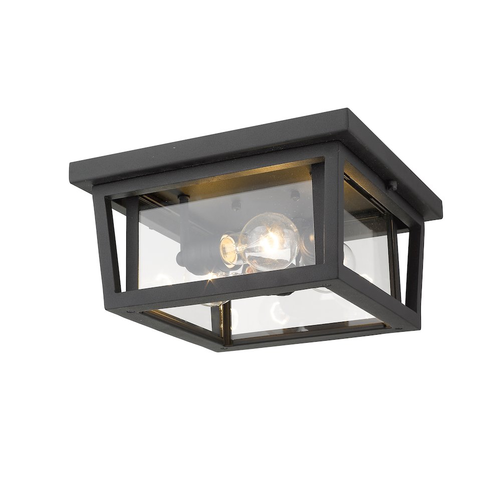Z-Lite Seoul 3 Light Outdoor Flush Mount, Black