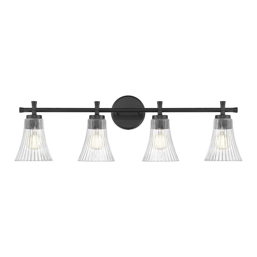 Z-Lite Belle 4 Light Vanity in Matte Black color, Steel frame