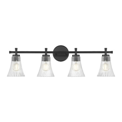 Z-Lite Belle 4 Light Vanity in Matte Black color, Steel frame
