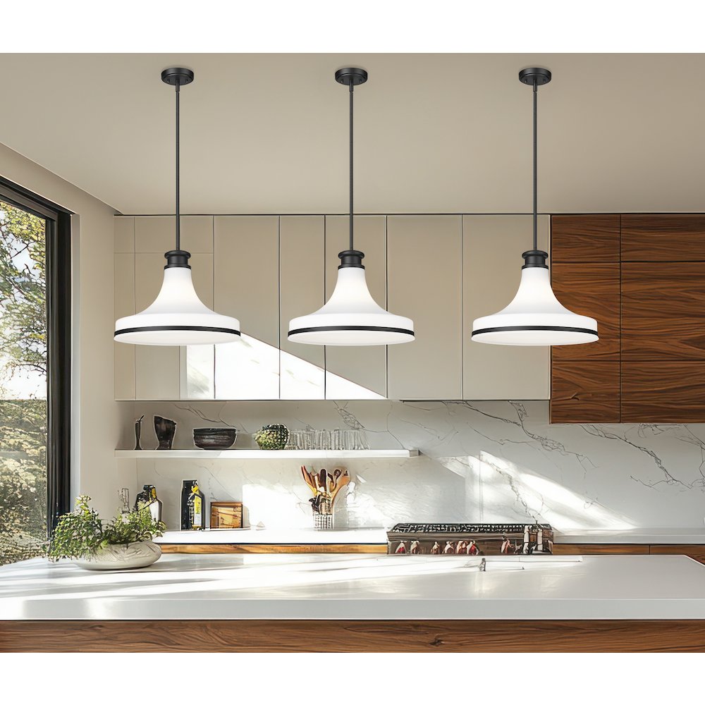 Z-Lite 1 Light Pendant, Matte Black