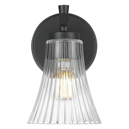 Z-Lite Belle 1 Light Wall Sconce in Matte Black color, Steel frame