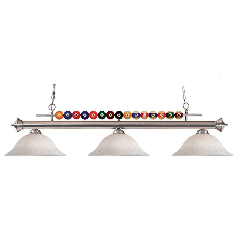 Z-Lite Shark 3 Light Billiard, Steel Frame, White Mottle Shade Color