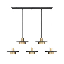 Z-Lite 5 Light Linear Chandelier, Matte Black + Modern Gold