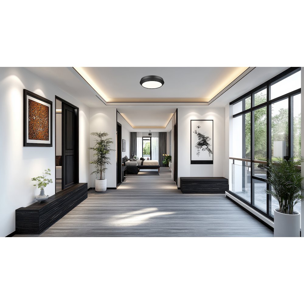 Z-Lite 1 Light Flush Mount, Matte Black
