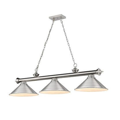Z-Lite Cordon 3 Light Billiard, Steel Frame, Brushed Nickel Shade Color