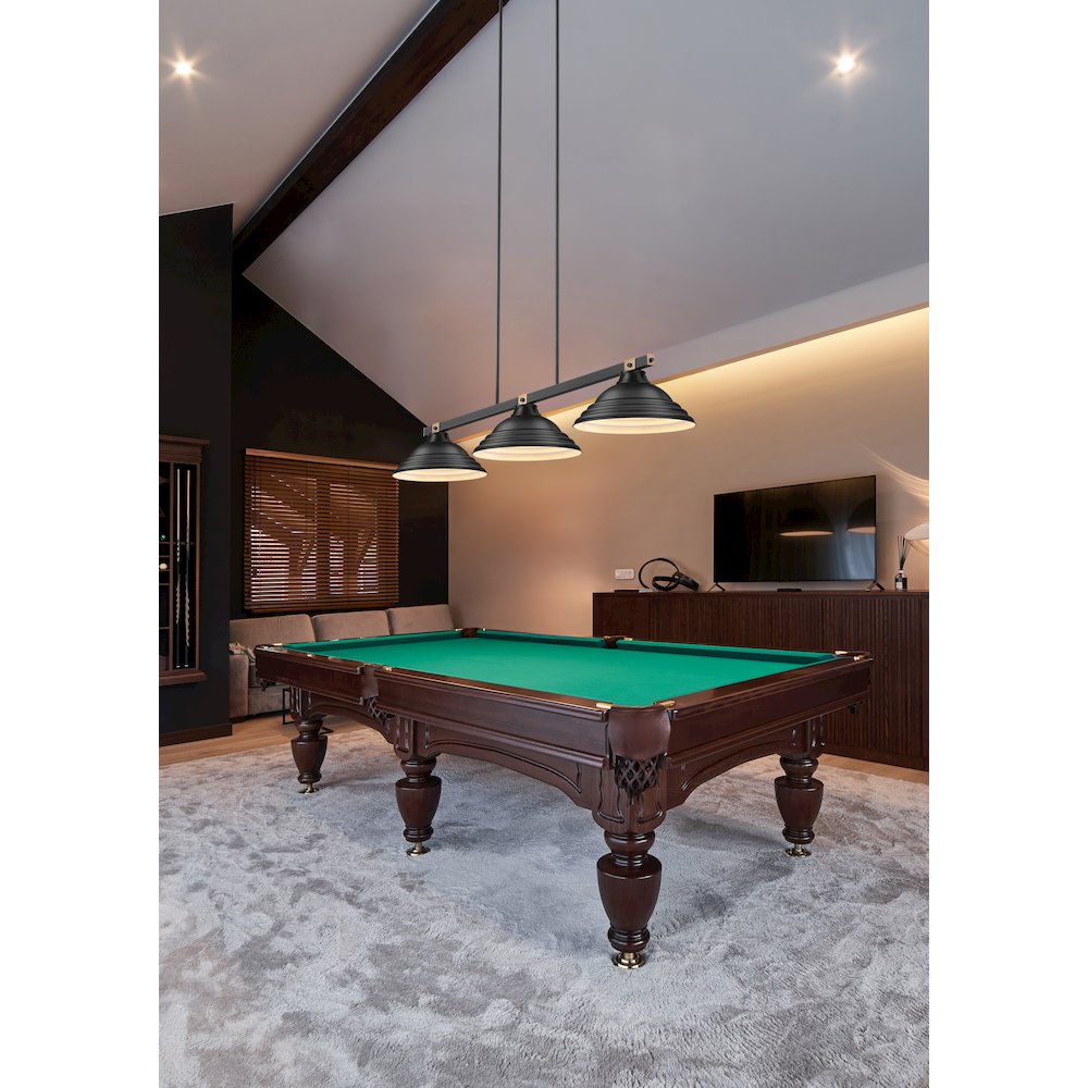 Z-Lite Bronte 3 Light Billiard, Steel Frame, Matte Black Shade Color