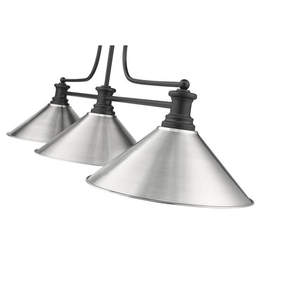 Z-Lite Melange 3 Light Billiard, Steel Frame, Brushed Nickel Shade Color