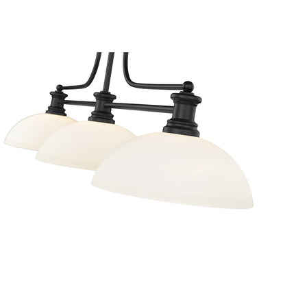 Z-Lite Melange 3 Light Billiard, Steel Frame, Matte Opal Shade Color