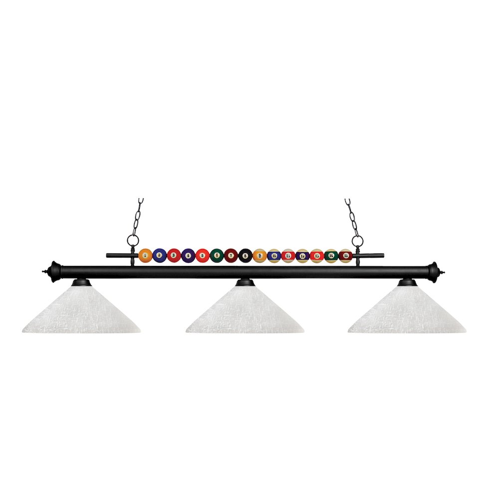 Z-Lite Shark 3 Light Billiard, Steel Frame, White Linen Shade Color