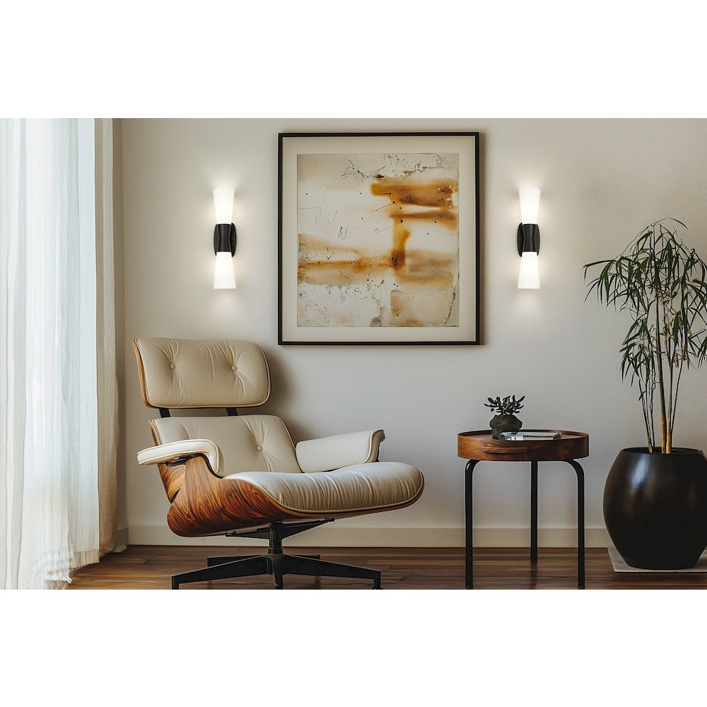 Z-Lite 2 Light Wall Sconce, Matte Black