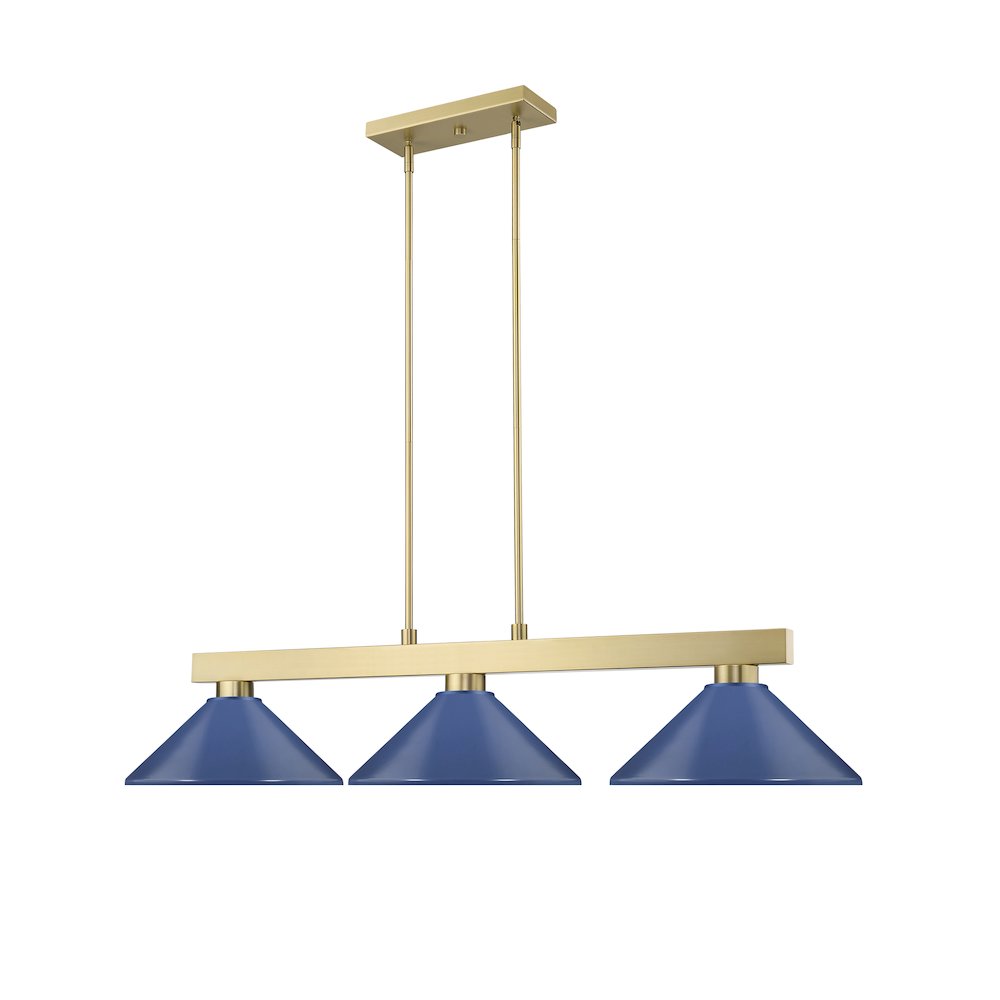 Z-Lite Cobalt 3 Light Billiard, Steel Frame, Navy Blue Shade Color