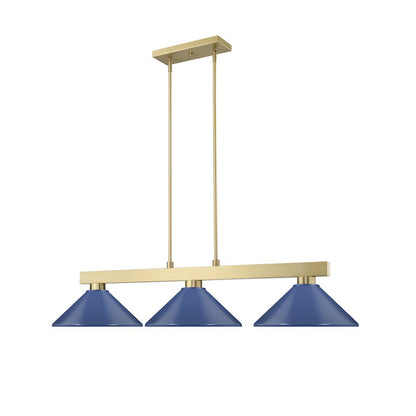 Z-Lite Cobalt 3 Light Billiard, Steel Frame, Navy Blue Shade Color