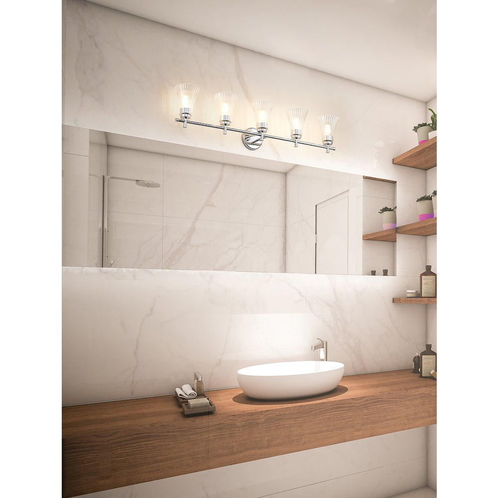 Z-Lite Belle 5 Light Vanity in Chrome color, Steel frame