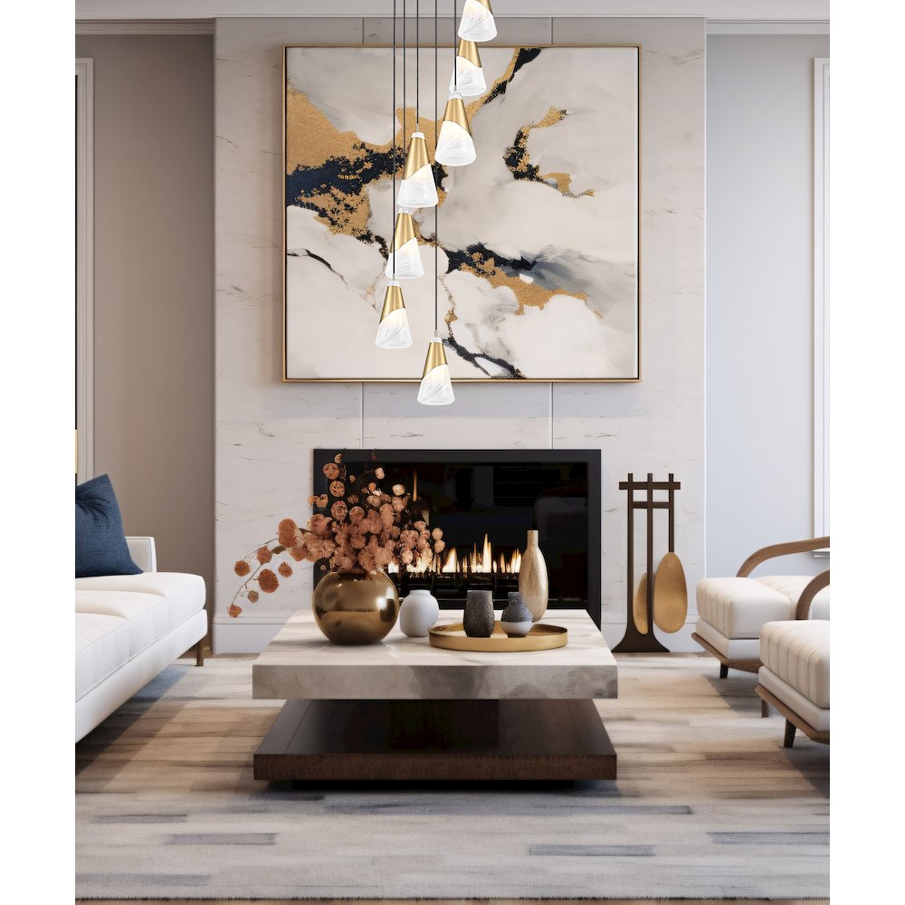 Z-Lite Aimie 7 Light Chandelier, Modern Gold