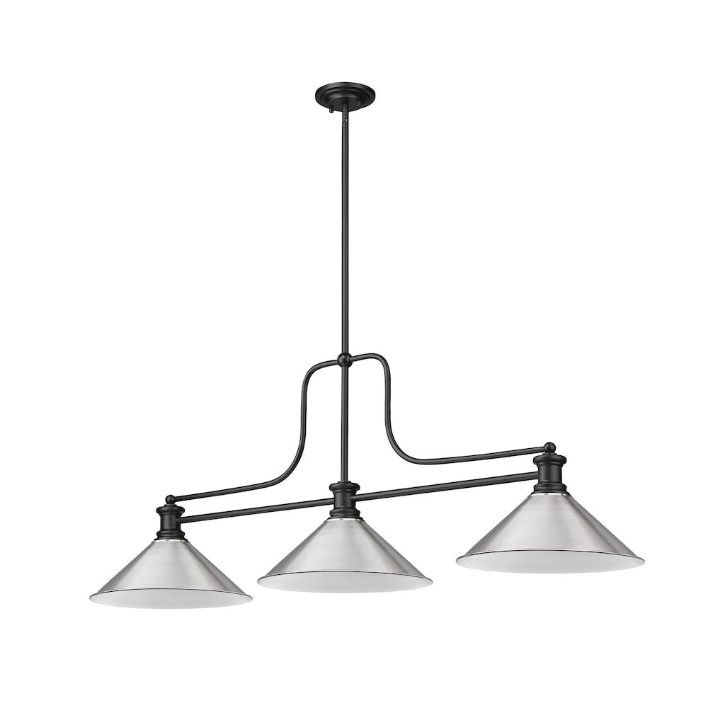 Z-Lite Melange 3 Light Billiard, Steel Frame, Brushed Nickel Shade Color