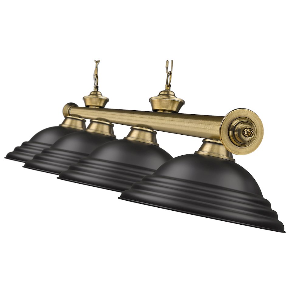 Z-Lite Cordon 4 Light Billiard, Steel Frame, Matte Black Shade Color