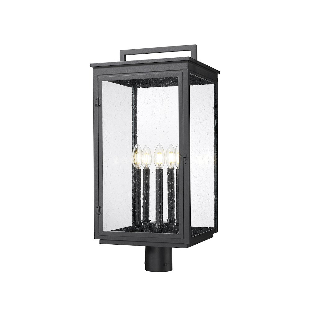Z-Lite Hartwell 5 Light Outdoor Post Mount Fixture in Sand Black color
