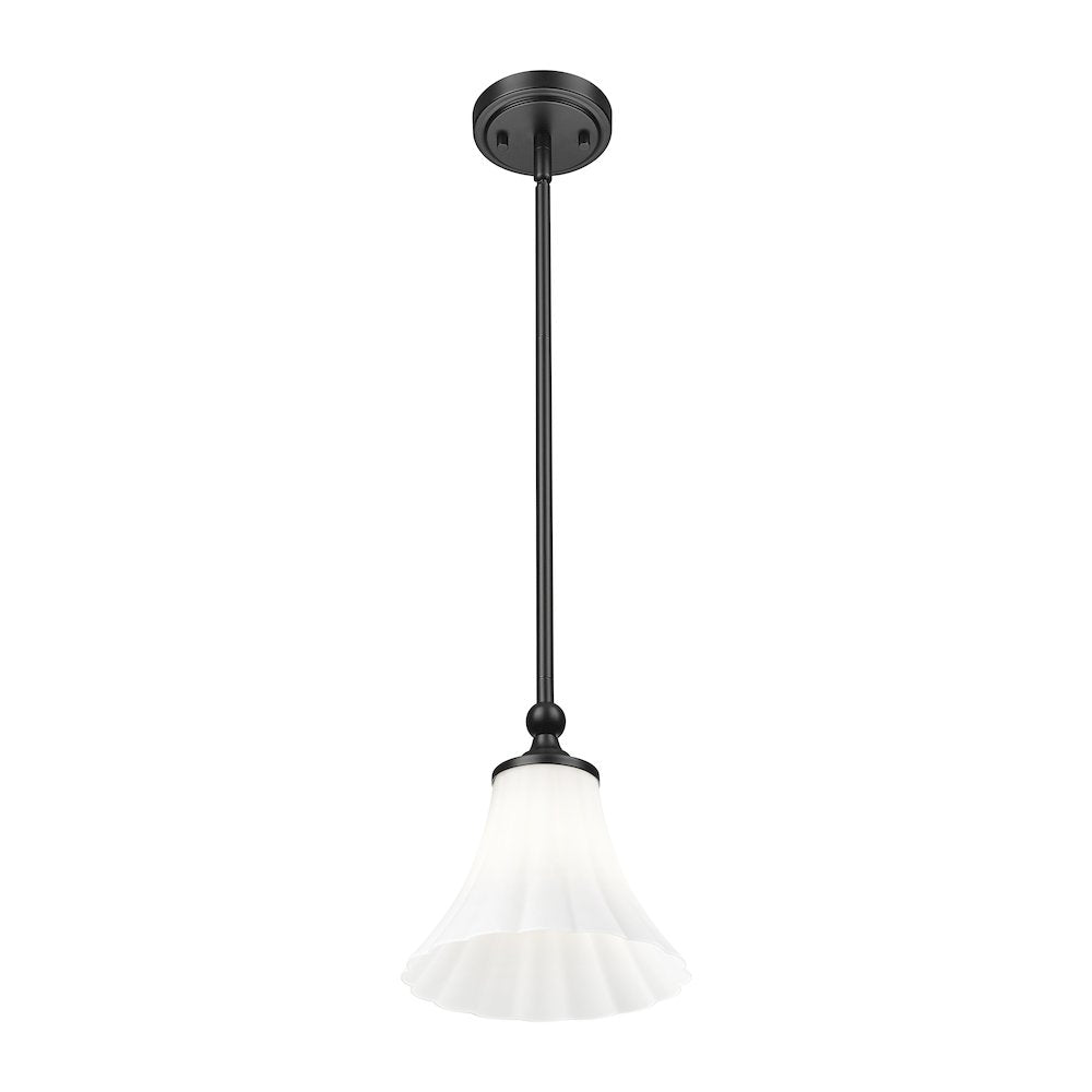 Z-Lite 1 Light Pendant, Matte Black