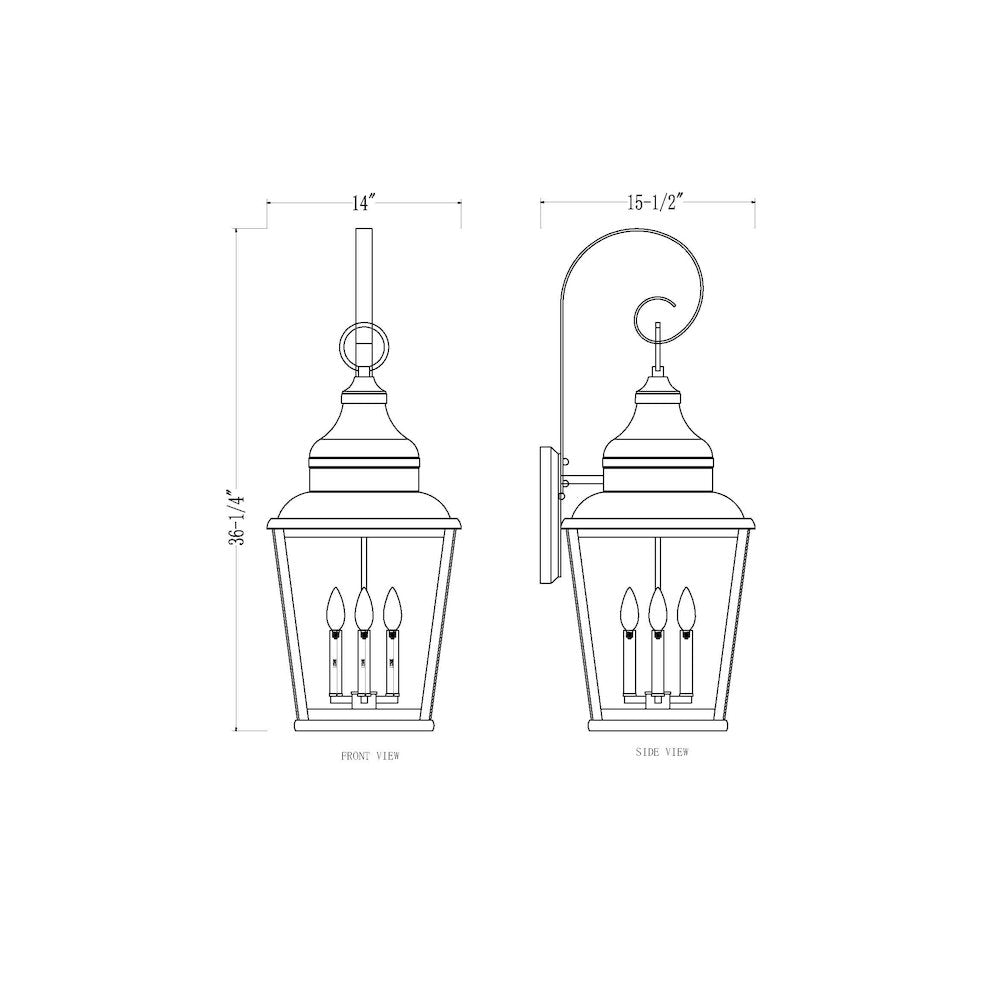 Z-Lite 4 Light Outdoor Wall Light, Sand Black