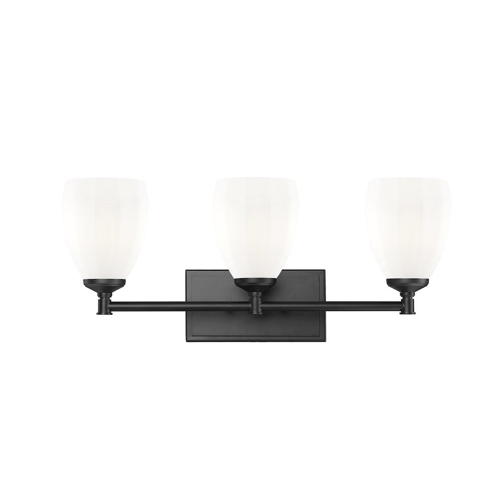Z-Lite Oren 3 Light Vanity in Matte Black color, Steel frame