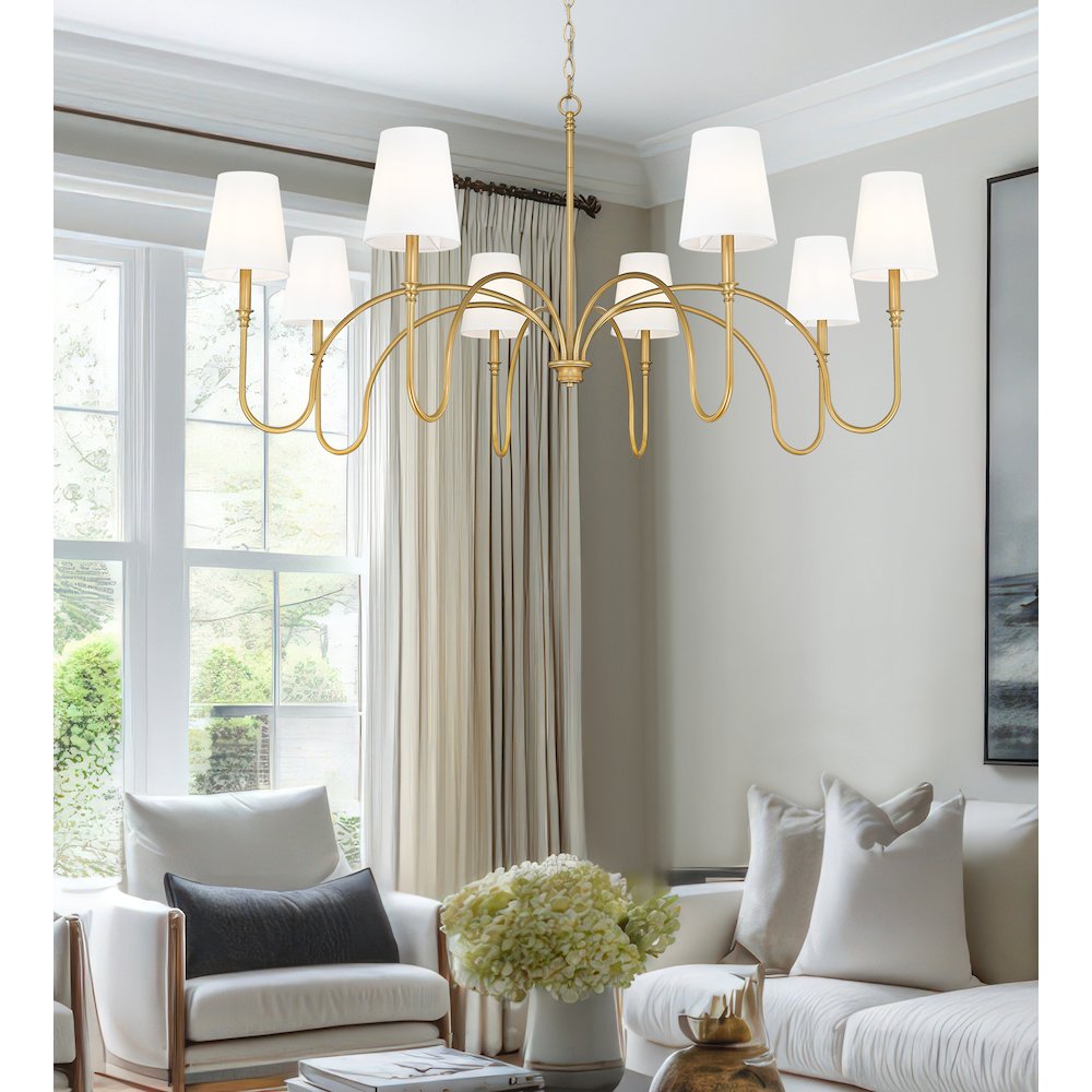 Z-Lite 8 Light Chandelier, Rubbed Brass