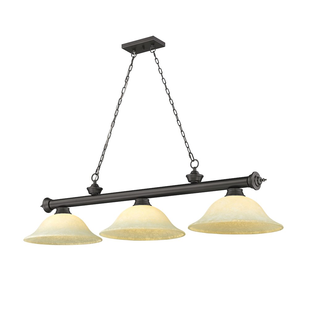 Z-Lite Cordon 3 Light Billiard, Steel Frame, Golden Mottle Shade Color