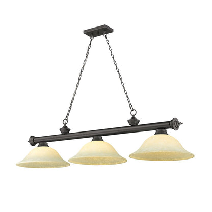 Z-Lite Cordon 3 Light Billiard, Steel Frame, Golden Mottle Shade Color