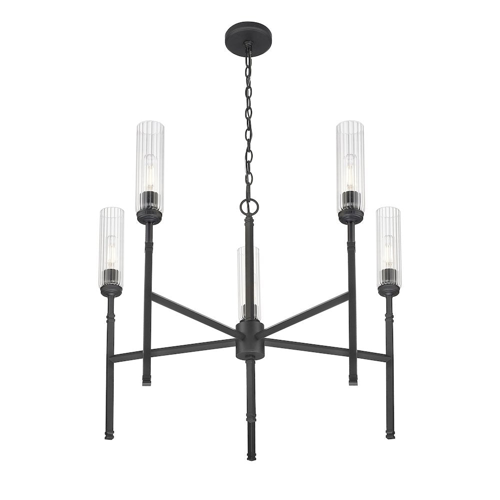 Z-Lite 5 Light Chandelier, Matte Black