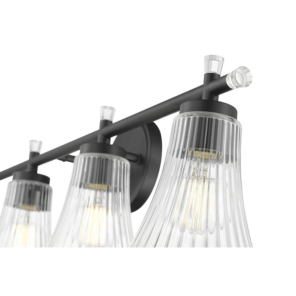Z-Lite Belle 4 Light Vanity in Matte Black color, Steel frame