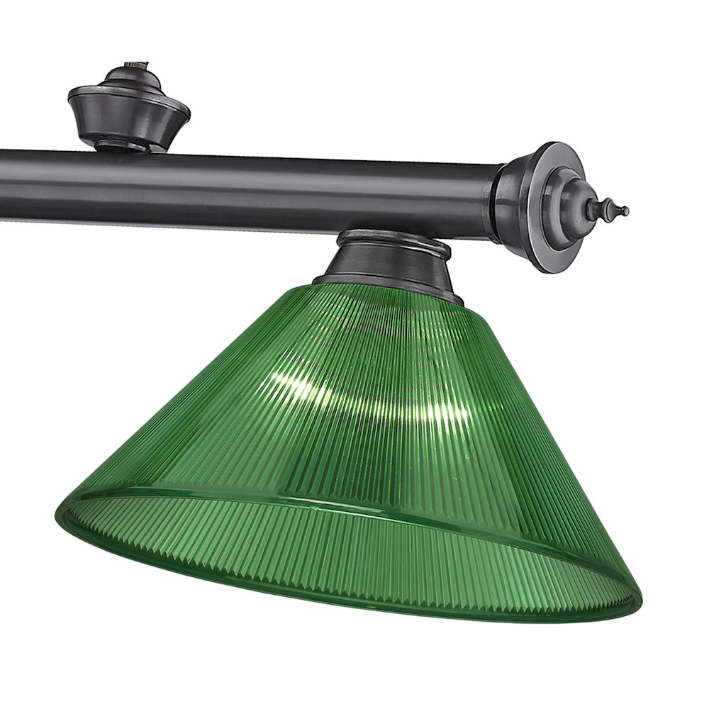 Z-Lite Cordon 3 Light Billiard, Steel Frame, Green Shade Color