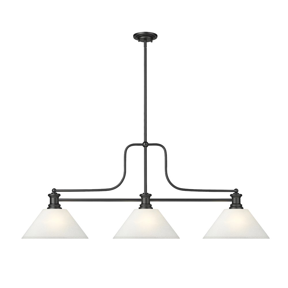 Z-Lite Melange 3 Light Billiard, Steel Frame, White Linen Shade Color