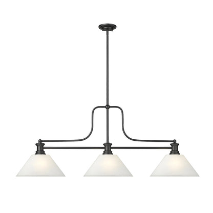Z-Lite Melange 3 Light Billiard, Steel Frame, White Linen Shade Color