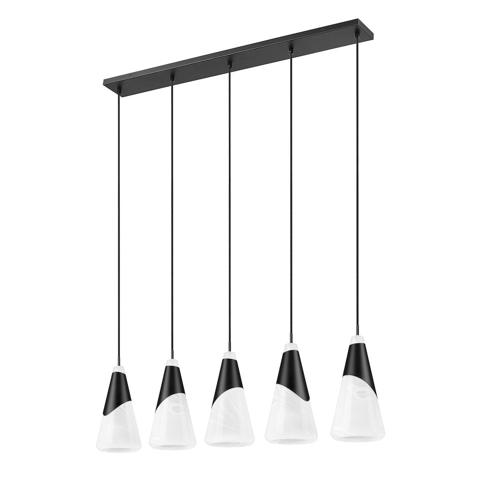 Z-Lite Aimie 5 Light Linear Chandelier, Matte Black