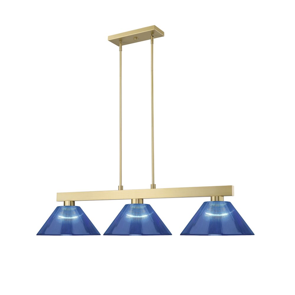 Z-Lite Cobalt 3 Light Billiard, Steel Frame, Dark Blue Shade Color