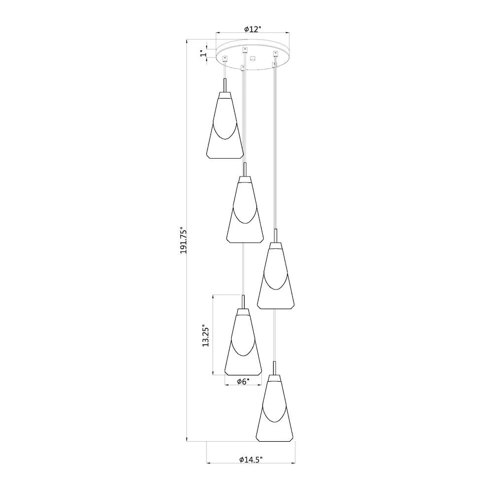 Z-Lite Aimie 5 Light Chandelier, Matte Black