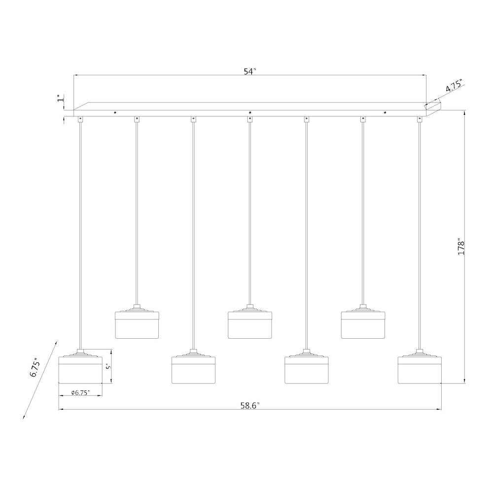 Z-Lite 7 Light Linear Chandelier, Modern Gold