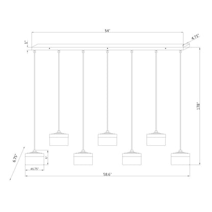 Z-Lite 7 Light Linear Chandelier, Modern Gold