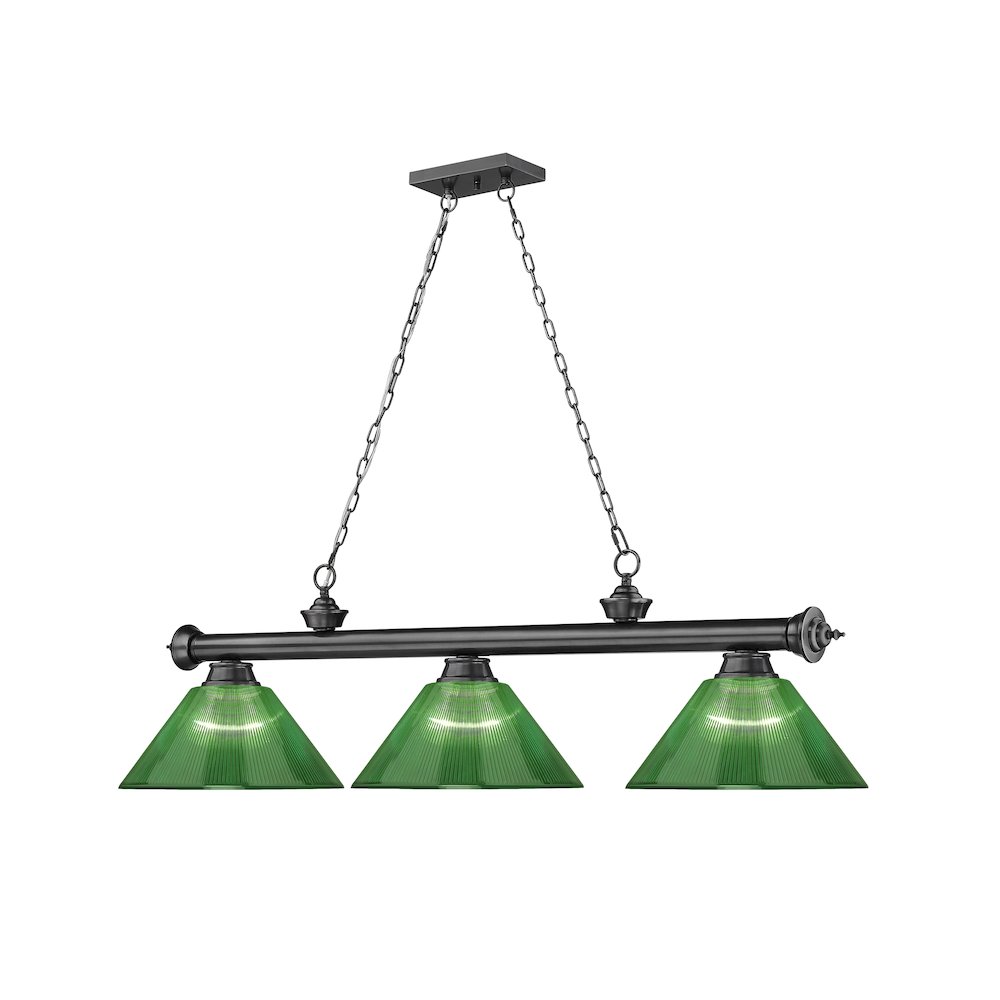 Z-Lite Cordon 3 Light Billiard, Steel Frame, Green Shade Color