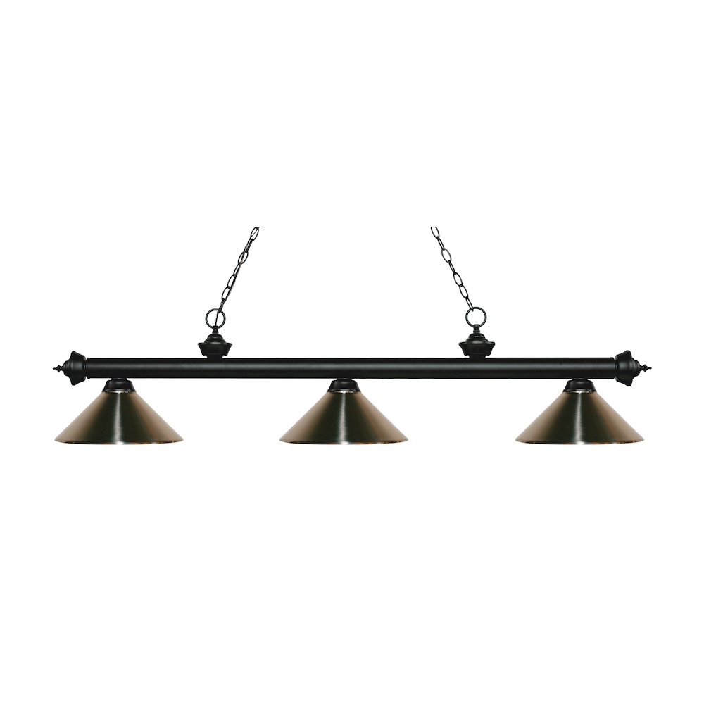 Z-Lite Riviera 3 Light Billiard, Steel Frame, Brushed Nickel Shade Color