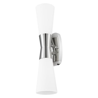 Z-Lite 2 Light Wall Sconce, Polished Nickel