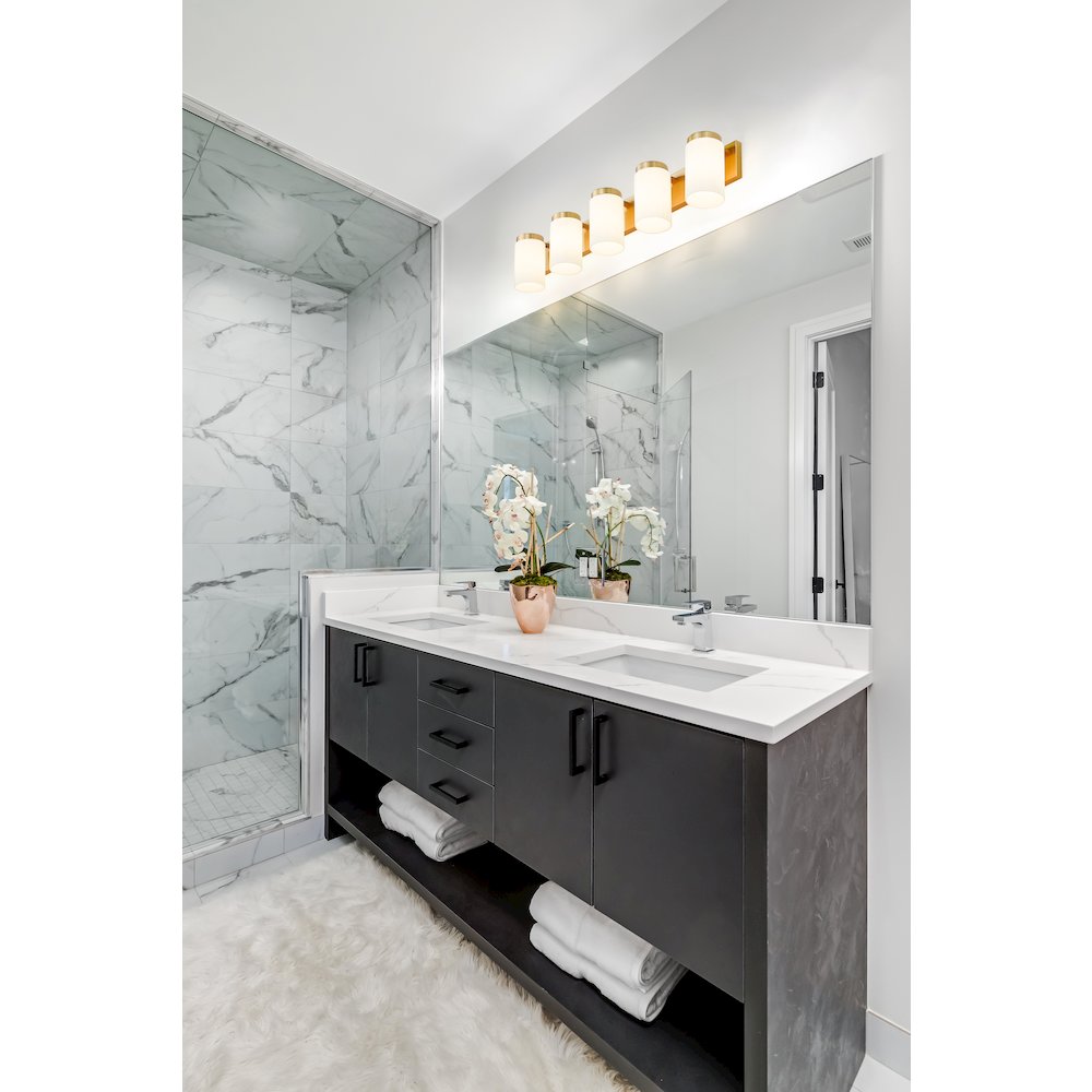 Z-Lite Burk 5 Light Vanity, Luxe Gold