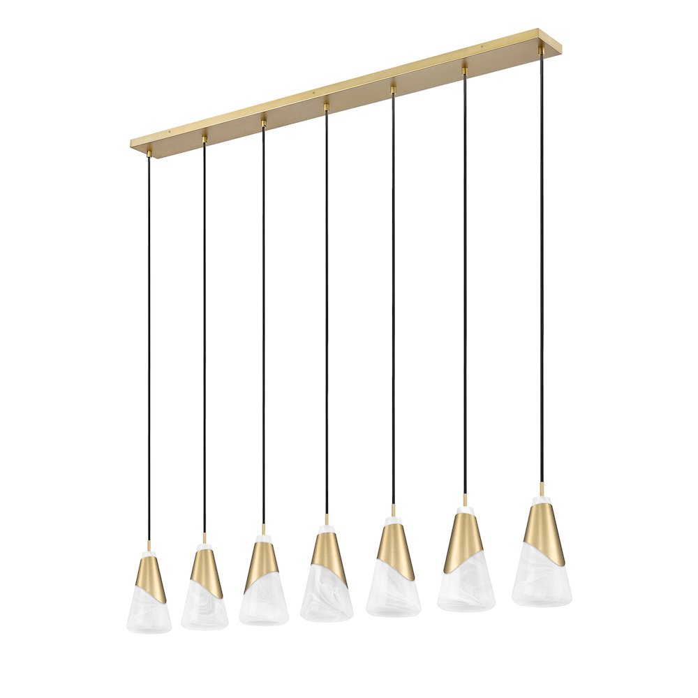 Z-Lite Aimie 7 Light Linear Chandelier, Modern Gold