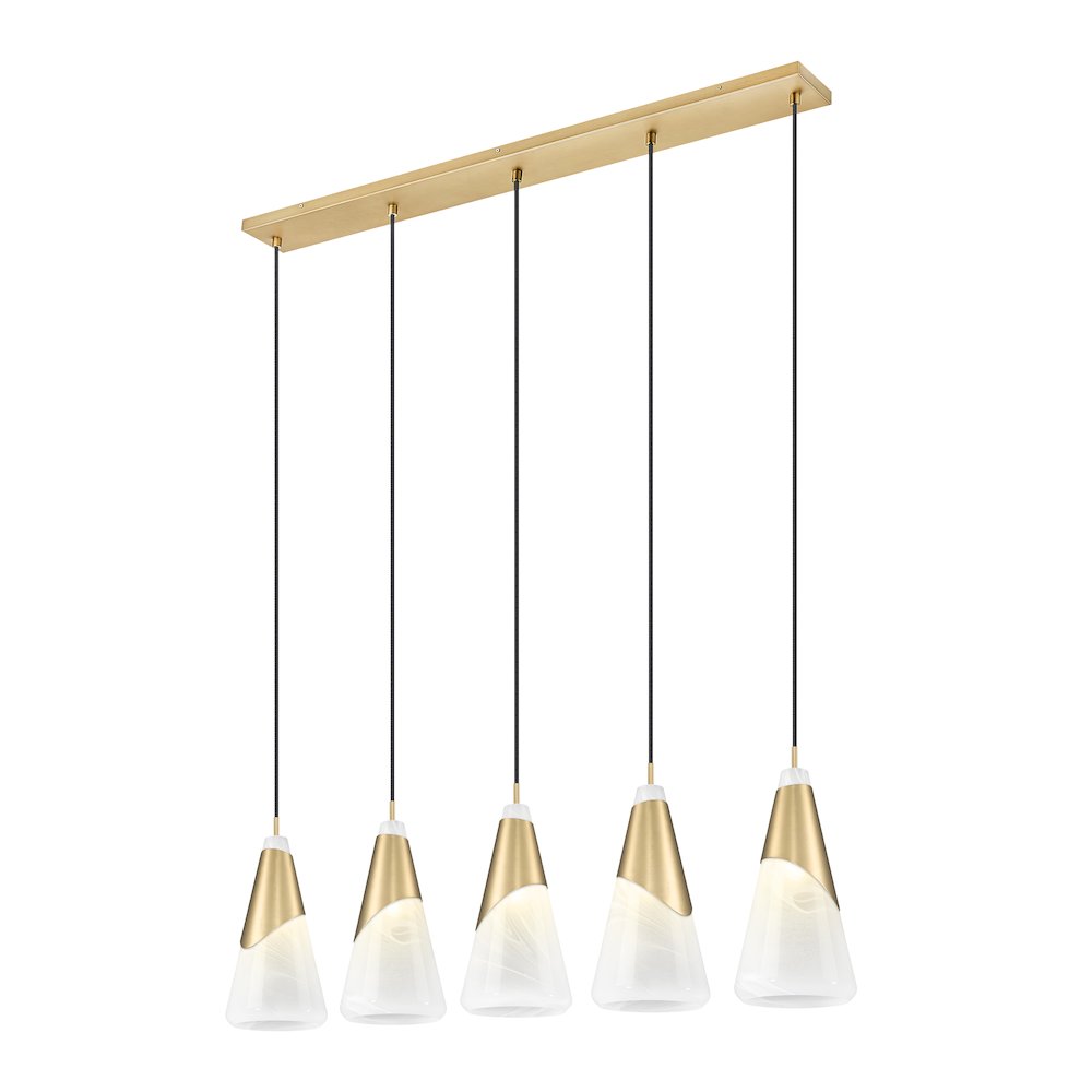 Z-Lite Aimie 5 Light Linear Chandelier, Modern Gold