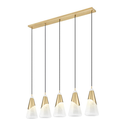 Z-Lite Aimie 5 Light Linear Chandelier, Modern Gold