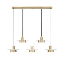Z-Lite 5 Light Linear Chandelier, Matte White + Modern Gold