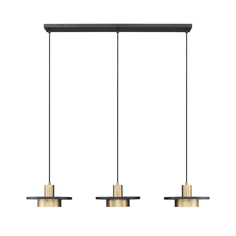 Z-Lite 3 Light Linear Chandelier, Matte Black + Modern Gold