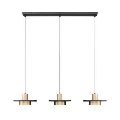 Z-Lite 3 Light Linear Chandelier, Matte Black + Modern Gold