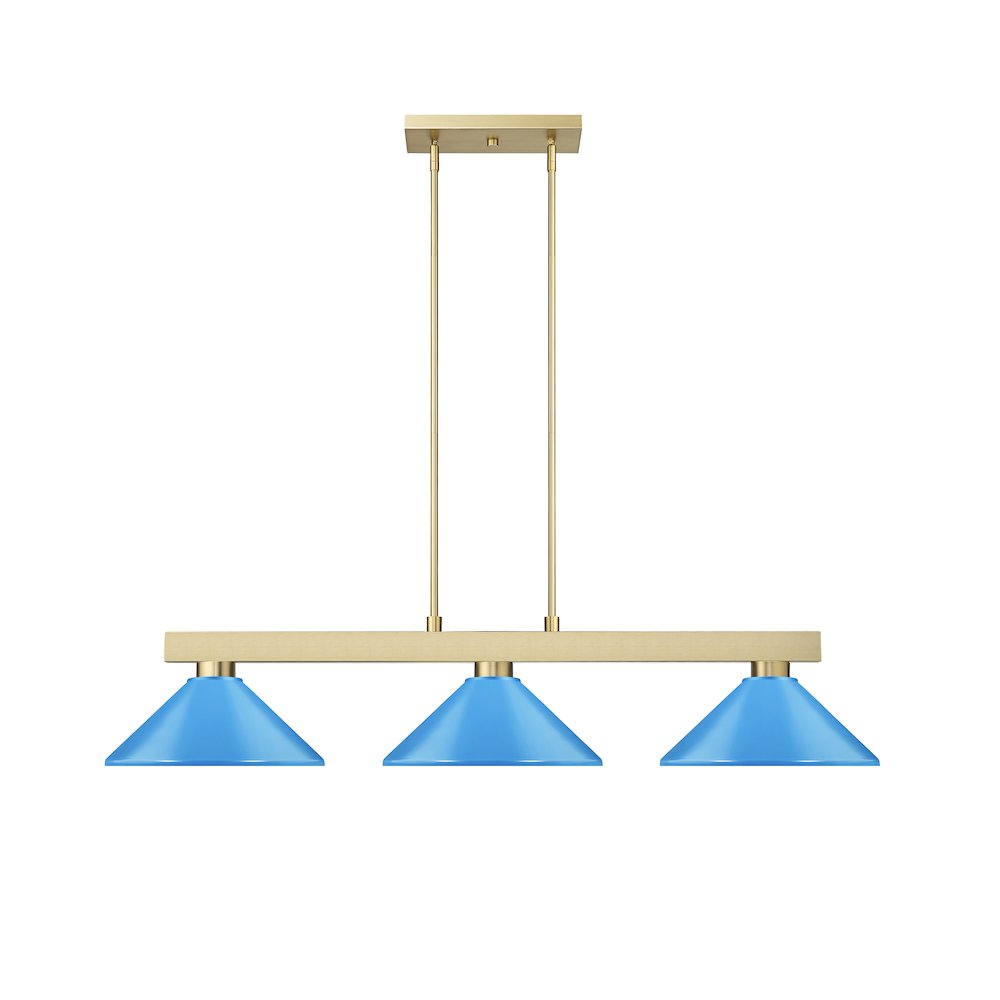 Z-Lite Cobalt 3 Light Billiard, Steel Frame, Electric Blue Shade Color