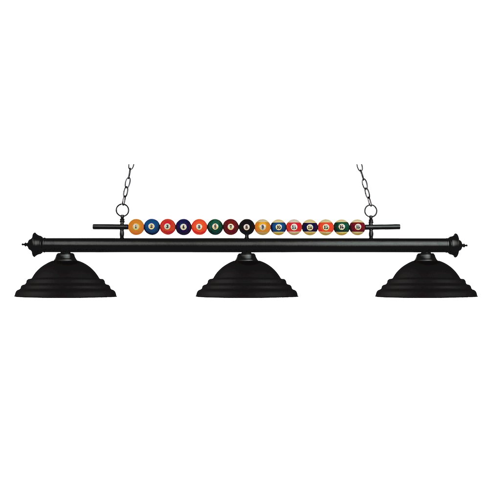 Z-Lite Shark 3 Light Billiard, Steel Frame, Matte Black Shade Color